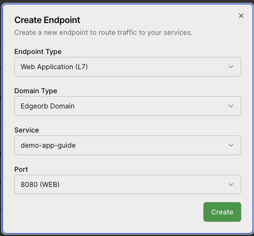 Create endpoint form